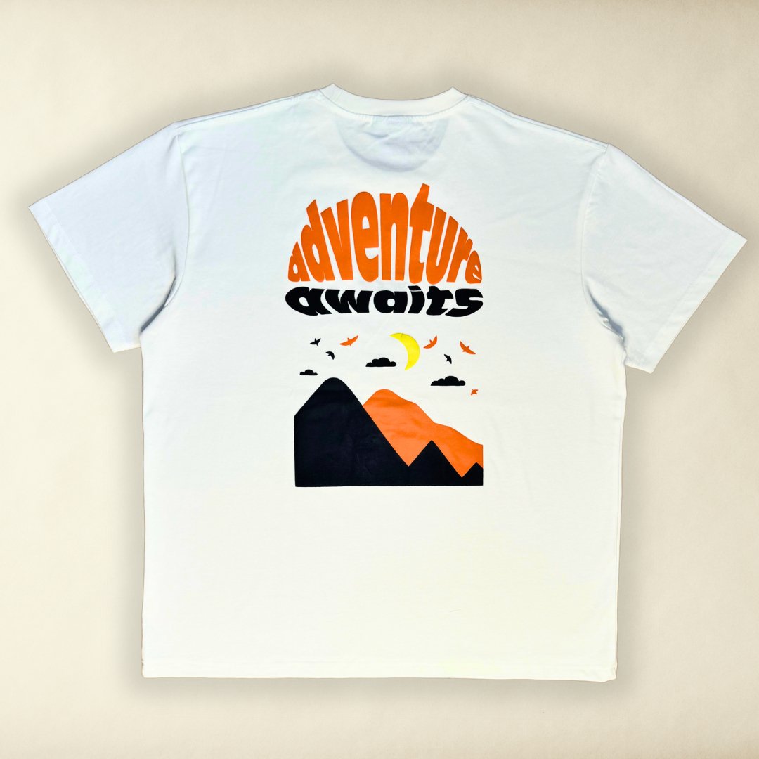 Summer T - Shirt With Printed Navy And Orange Sunset Graphic - Unusual Wonders